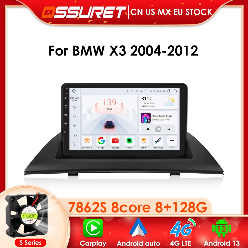 

CarPlay Monitor radio For BMW X3 2004-2012 Car Radio Multimedia GPS Navigation Video Player DSP SWC 4G WIFI BT Android 12 2Din