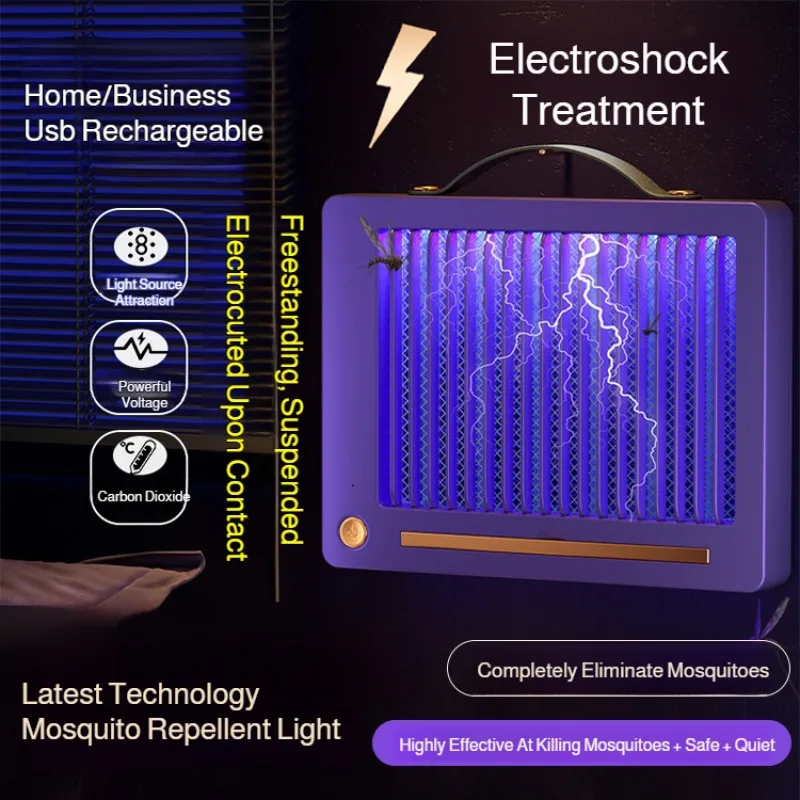Portable Electric Mosquito Killer Lamp USB Rechargeable Fly Bug Zapper with UV Light Trap Storage Box Safe Grid for Home Camping image 2