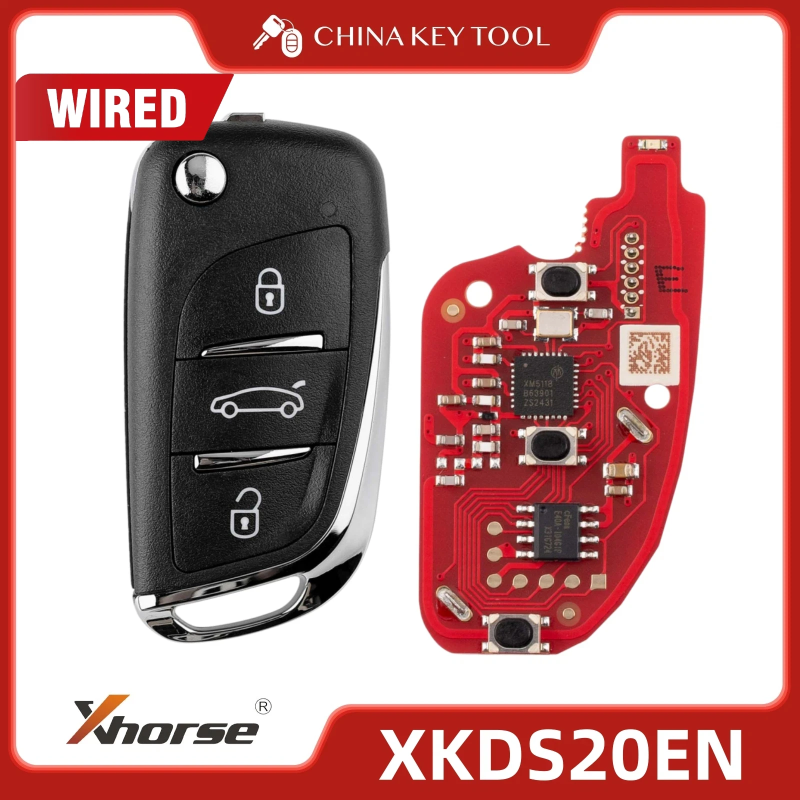 100% Original Xhorse XKDS20EN Wire Remote Key 2nd Generation DS Style 3 Buttons English Version