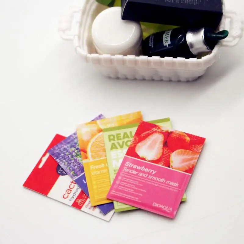 [JN] 5 قطعة/25 قطعة عناصر صغيرة لطيفة قناع الوجه مجموعة العناية بالبشرة المنمنمات محاكاة لوازم الحمام