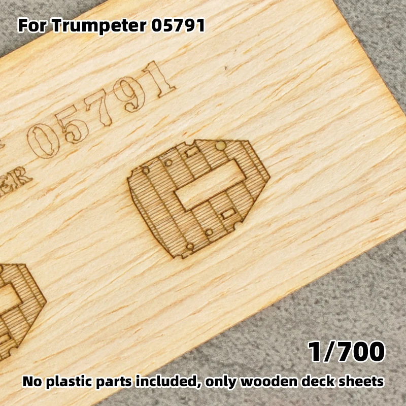 Modell-Upgrade-Teile: Lasergeschnittene Holzdeckplatte mit selbstklebender Ankerkette für TRUMPETER 05791 Zerstorer Z-37 1943 1/700 – Detail 2