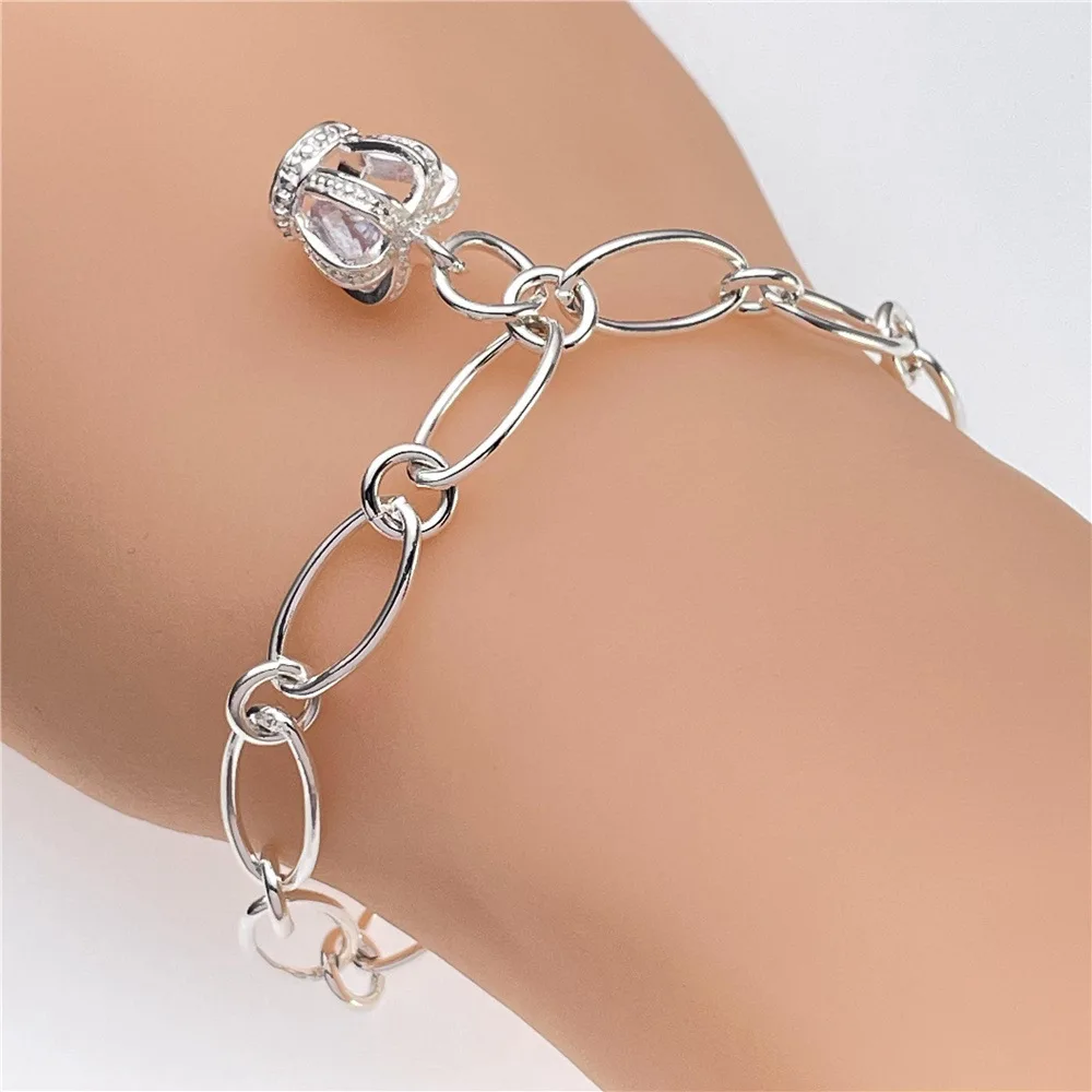 Fashion kpop 925 sterling Silver custom CROWN crystal Bracelet for Women Street Versatile Jewelry Wedding party Christmas gifts view 5