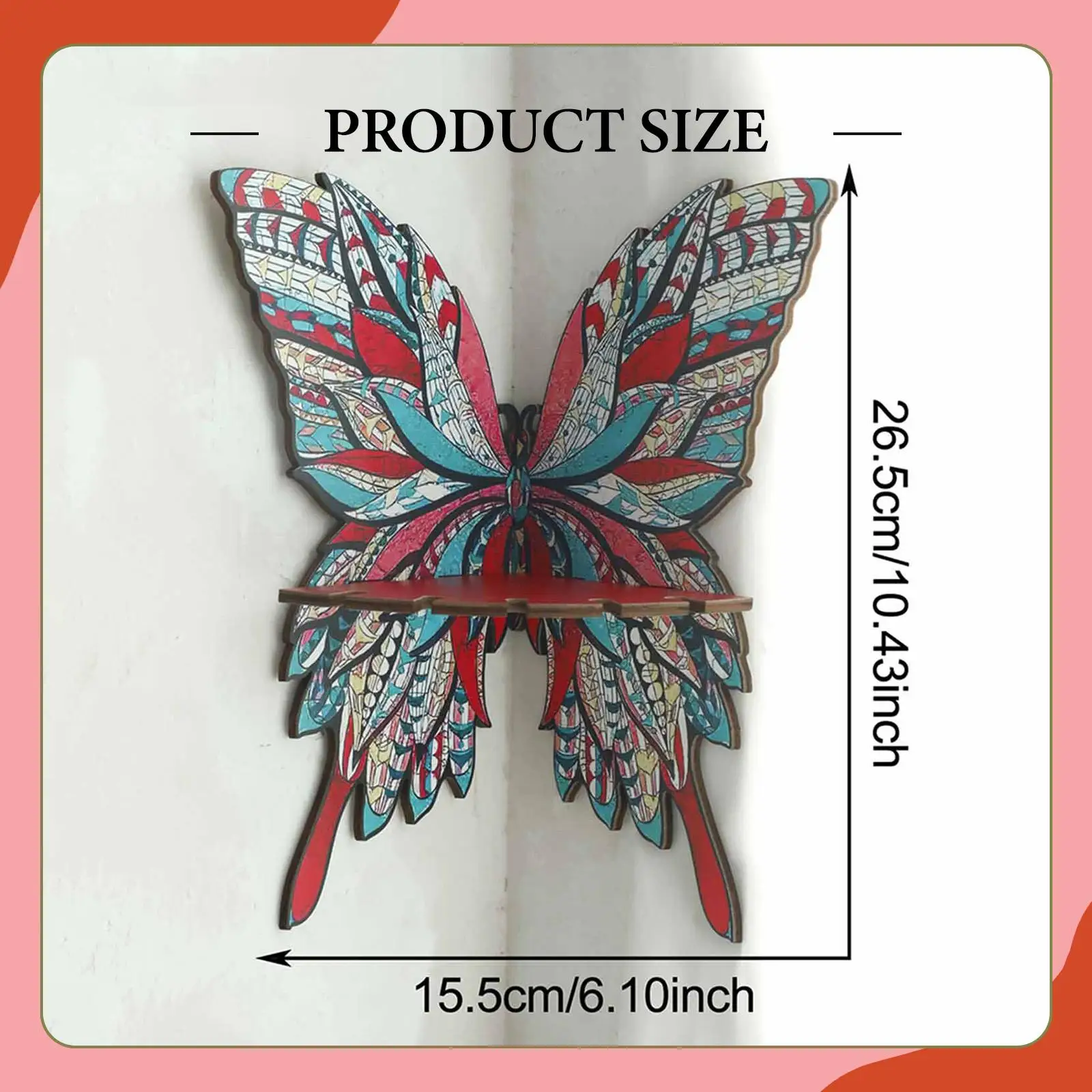 Butterfly Corner Shelf Display Stand Wooden Lightweight Cute Wall Mounted