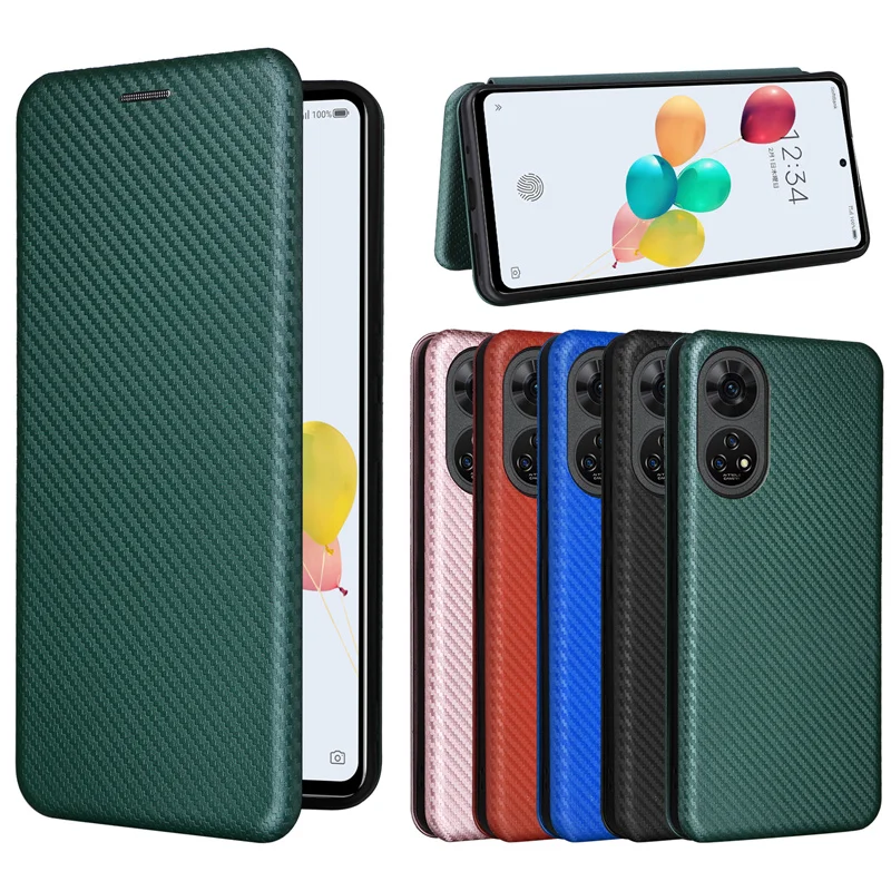 For ZTE Anshin Family Luxury Flip Carbon Fiber Skin Magnetic Adsorption Case For ZTE Anshin Family/あんしんフアミリ-スマホA303ZT Phone Bags