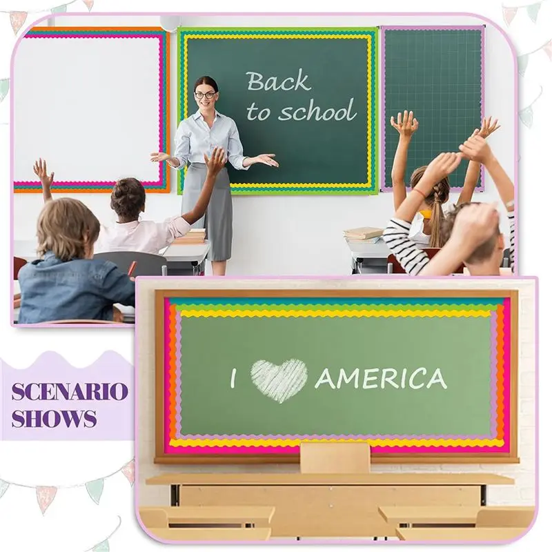12 Rolls 198 Ft Bulletin Board Borders For Classroom, Paper Roll Scalloped Borders,For Classroom Decor, Home Decor