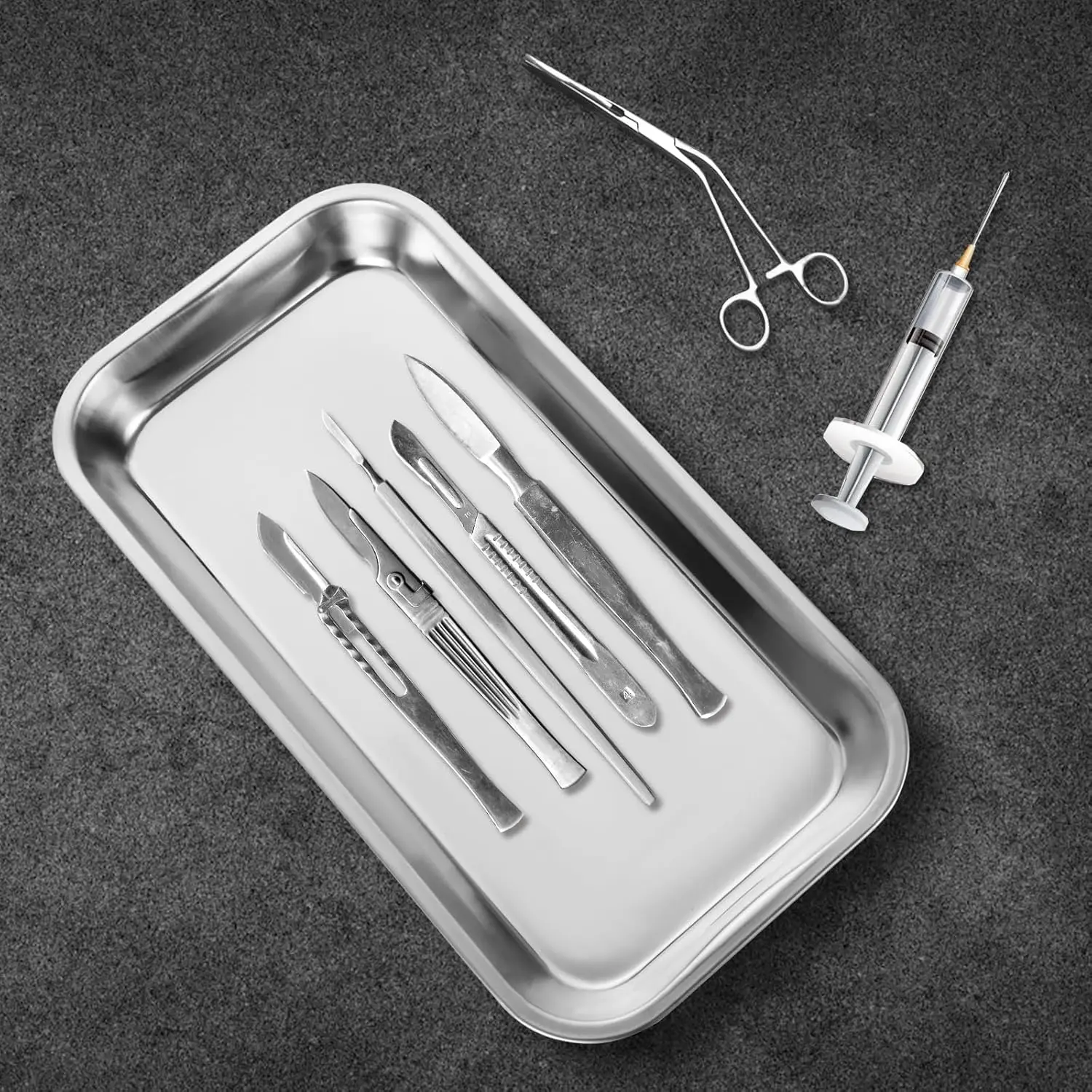6, OP-Tablett, Kosmetik-Aufbewahrungstablett aus Edelstahl, Verdickungstablett zum Backen, Dental, Laborinstrumentenzubehör, Tattoo-Werkzeug – Detail 5