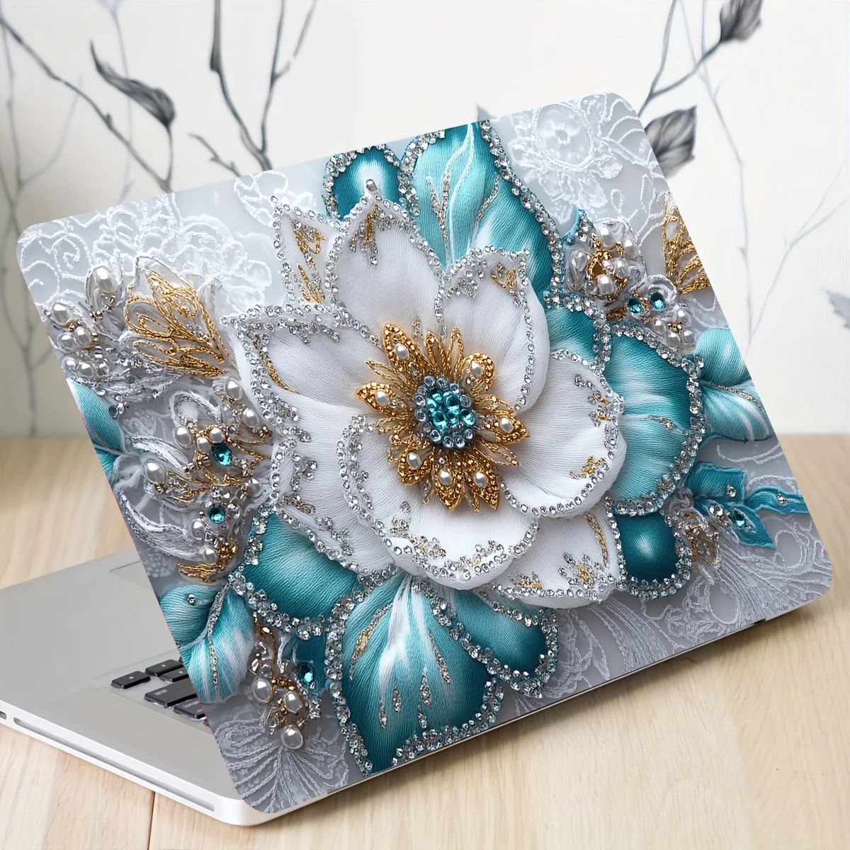 

2PCS floral laptop art sticker protective cover, waterproof and scratch resistant, scratch resistant, suitable for laptops