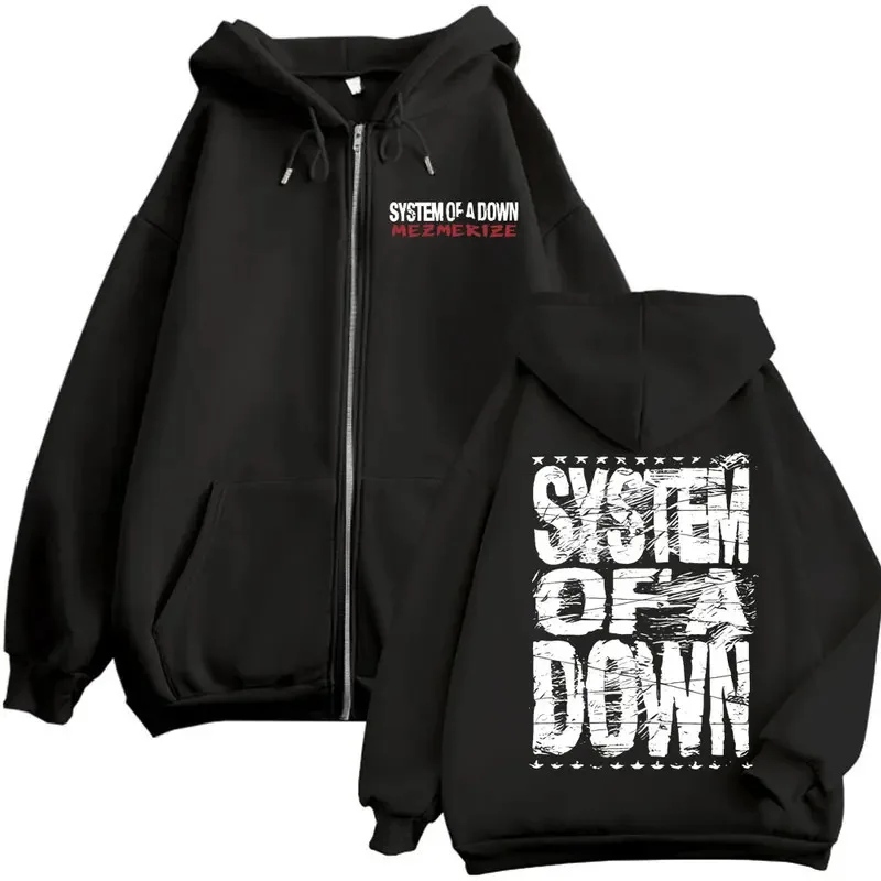 European and American Trendy Prints Hoodie Alternative Metal Music Zip Up Sweatshirts Rock Hip Hop Vintage Pullovers Unisex