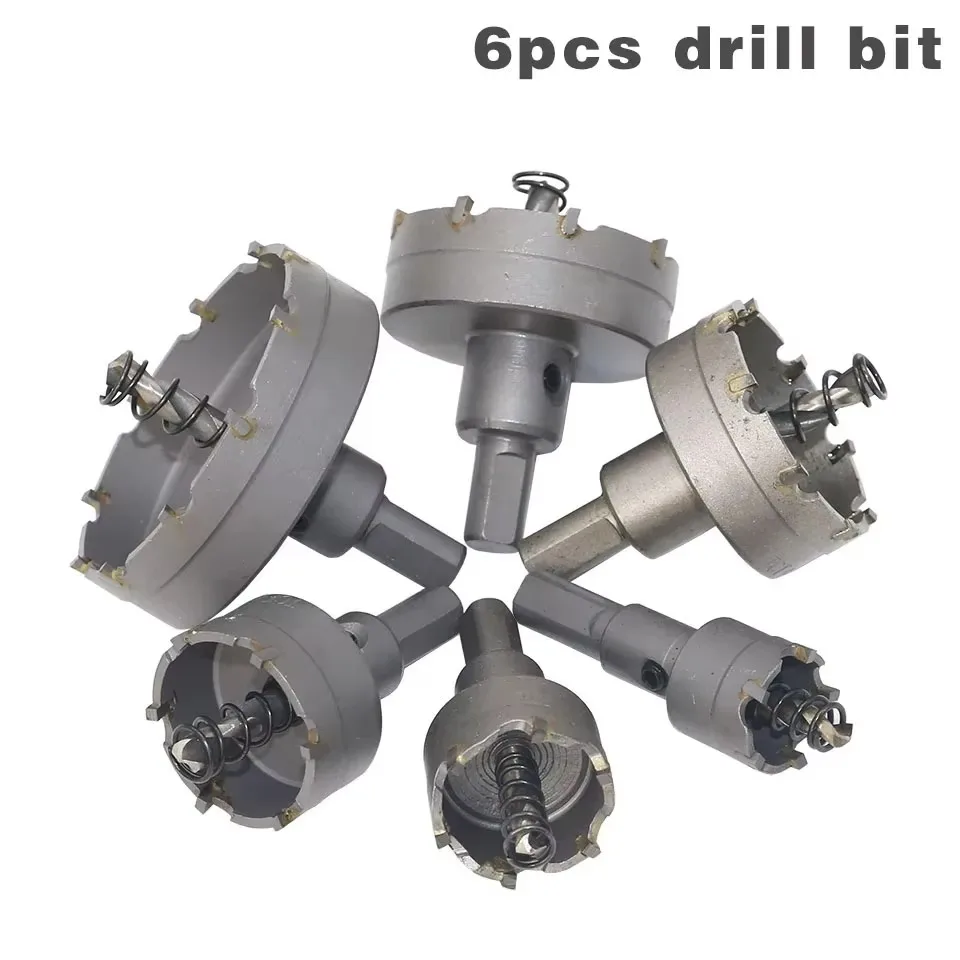 6 шт./компл. набор сверл TCT с твердосплавным наконечником, набор кольцевых пил из сплава нержавеющей стали, инструмент 22 мм/30 мм/35 мм/45 мм/50 мм/65 мм 6 шт./компл. набор сверл TCT с твердосплавным наконечником, набор кольцевых пил из сплава нержавеющей стали, инструмент 22 мм/30 мм/35 мм/45 мм/50 мм/65 мм