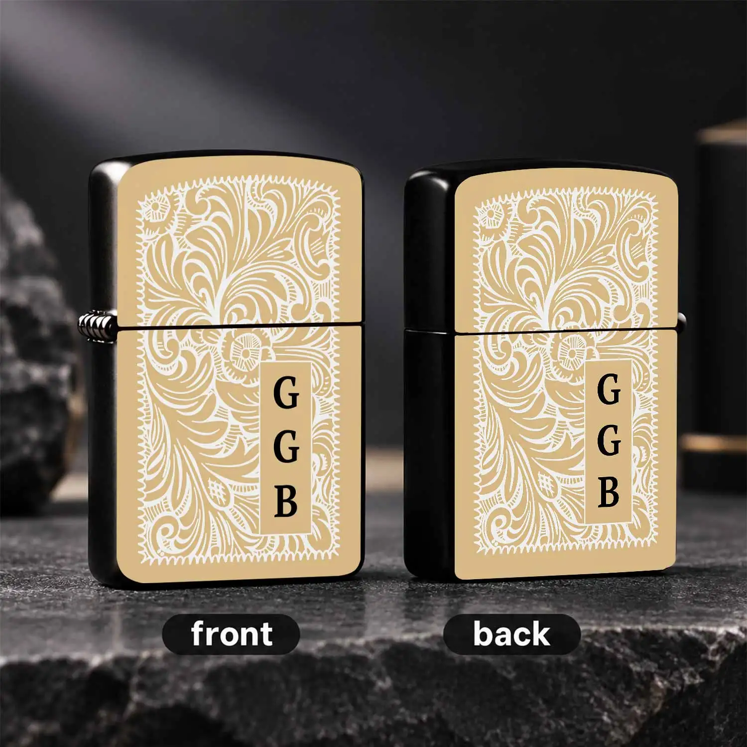 Exquisite Lace Pattern Ggb Monogram Lighter, Vintage Elegant Etched Craft, All-Scene Portable Daily Use Tool, Ideal Gift For Travel Business Trip, Durable Stylish Accessory For Personal Or Presenting To Frie A Humorous And Interesting Light