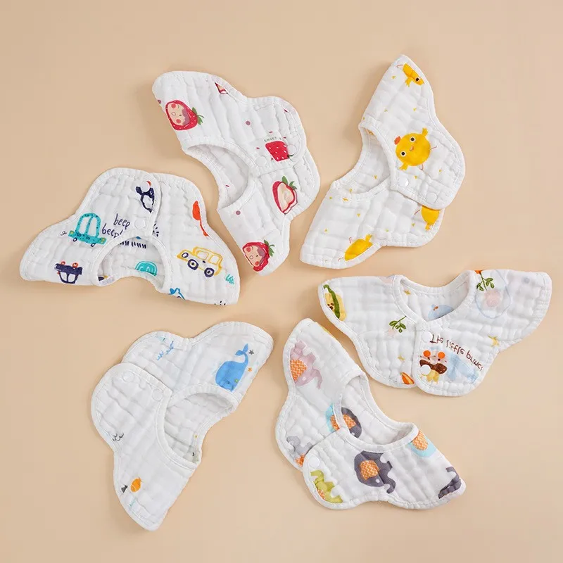 5Pcs Random Color Baby Bib Petal Eight Layer Cotton Gauze Babies Accessories Baby Apron Feeding Bib Kids Saliva Towel New Born