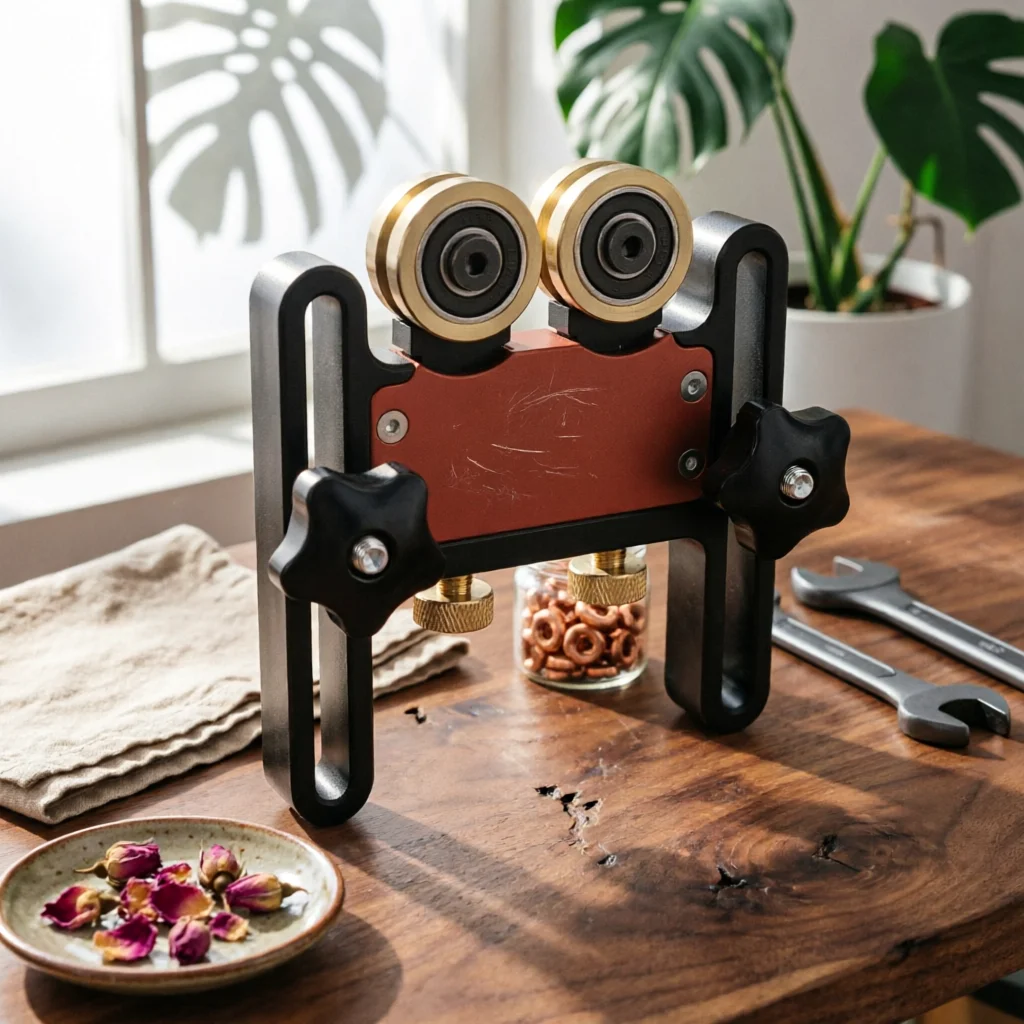 table-saw-feeder-with-rollers-safe-table-saw-feeder-board-pressing-guide-stable-feather-board-smooth-for-woodworkers