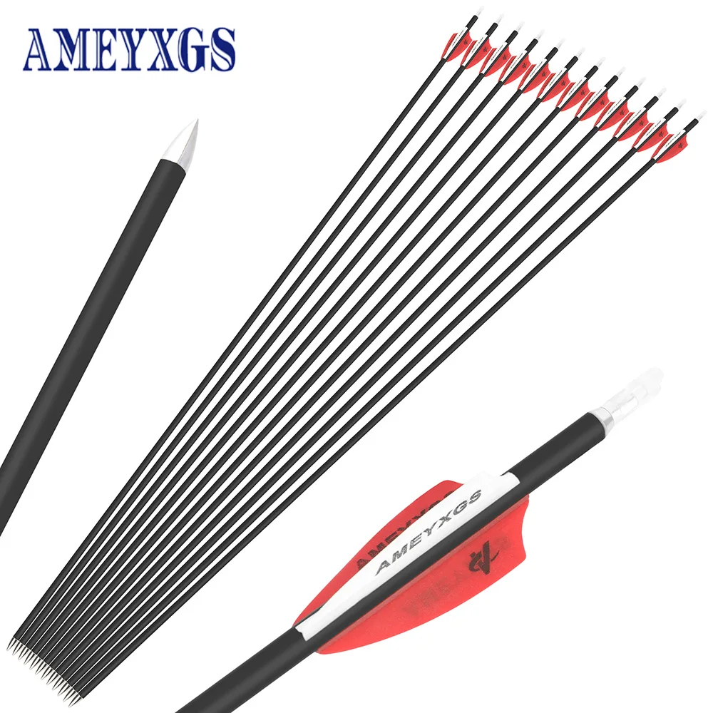 

6/12/24pcs Bow Arrows Mixed Carbon Arrow Spine 1000 ID 7.8 mm ID 4.2mm for Compound/Recurve Bow Archery Shooting Sport