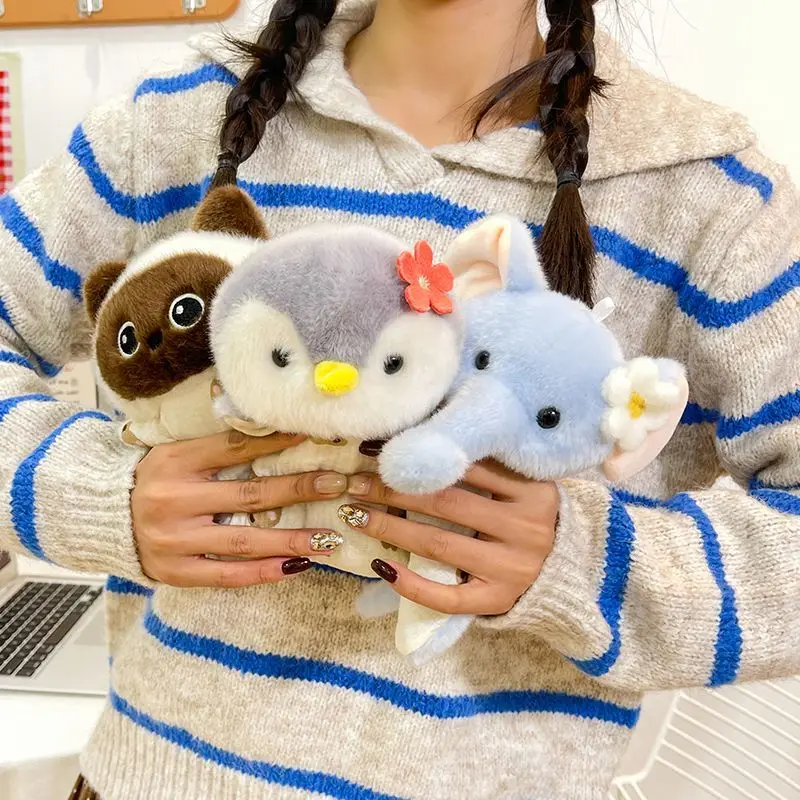 Juguete de peluche de zorro tumbado, muñeco de pingüino, muñeca de Animal PEQUEÑO de oficina, regalo curativo