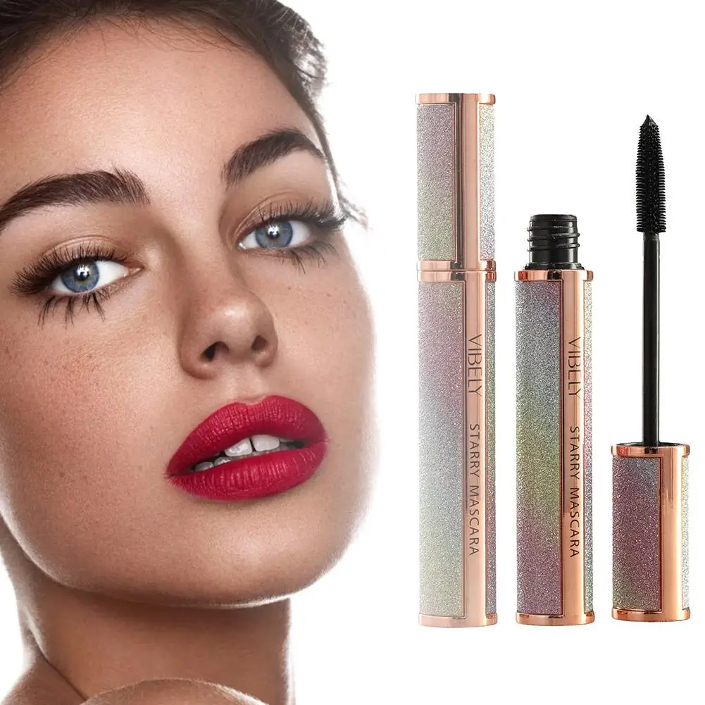 Zwarte Dikke Verlenging Mascara Zijde Vezel Wimper Hemel Mascara Extensie Waterdichte Starry Make-Up Cosmetische 3d L3g2