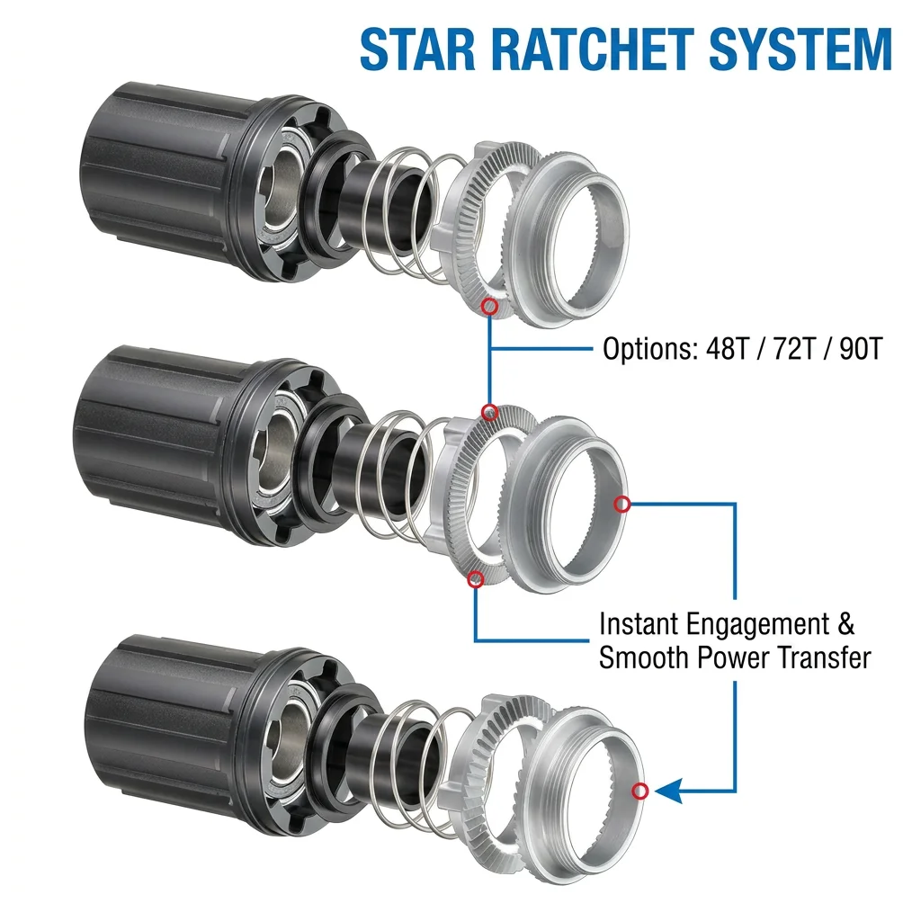 Rear Hub Set Straight Pull 24 Holes, Star Ratchet HG Freehub 12mm Thru Axle Wheel Hub Replacement Parts for Road & Gravel