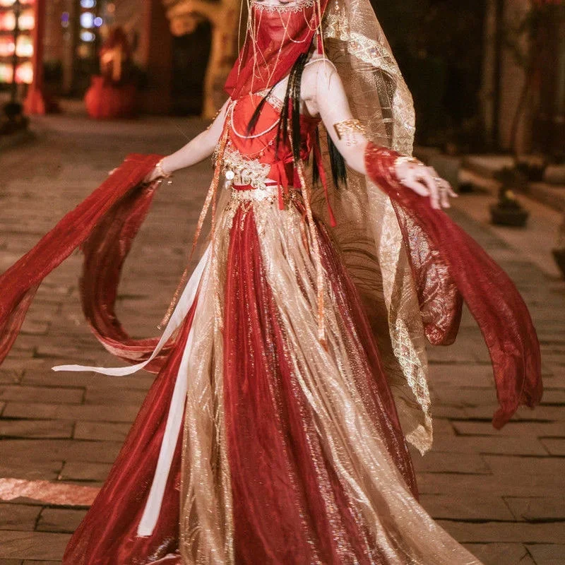 Trajes orientais de dança hanfu para mulheres, dunhuang feitiano, estilo antigo chinês, charmoso nobre, fato para fotografar, elegante