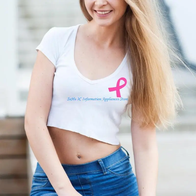 ملصق شريطي وردي اللون للتوعية بسرطان الثدي لتزيين المناسبات والهدايا وجمع التبرعات #4