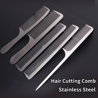 1 professional high-quality stainless steel metal silver anti-static hair comb, hair salon hair comb