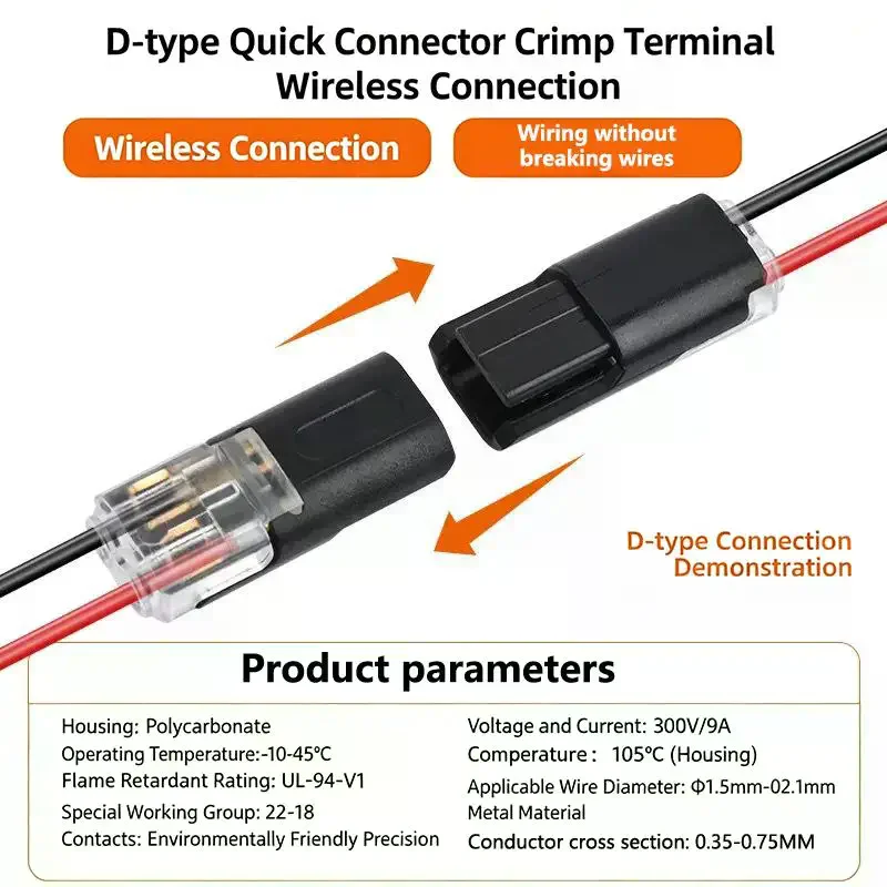 1Set Car Electrical Connector Wire Cable Automotive Electrical Connectors Strip Terminal Connection 2 Pin Way Plug