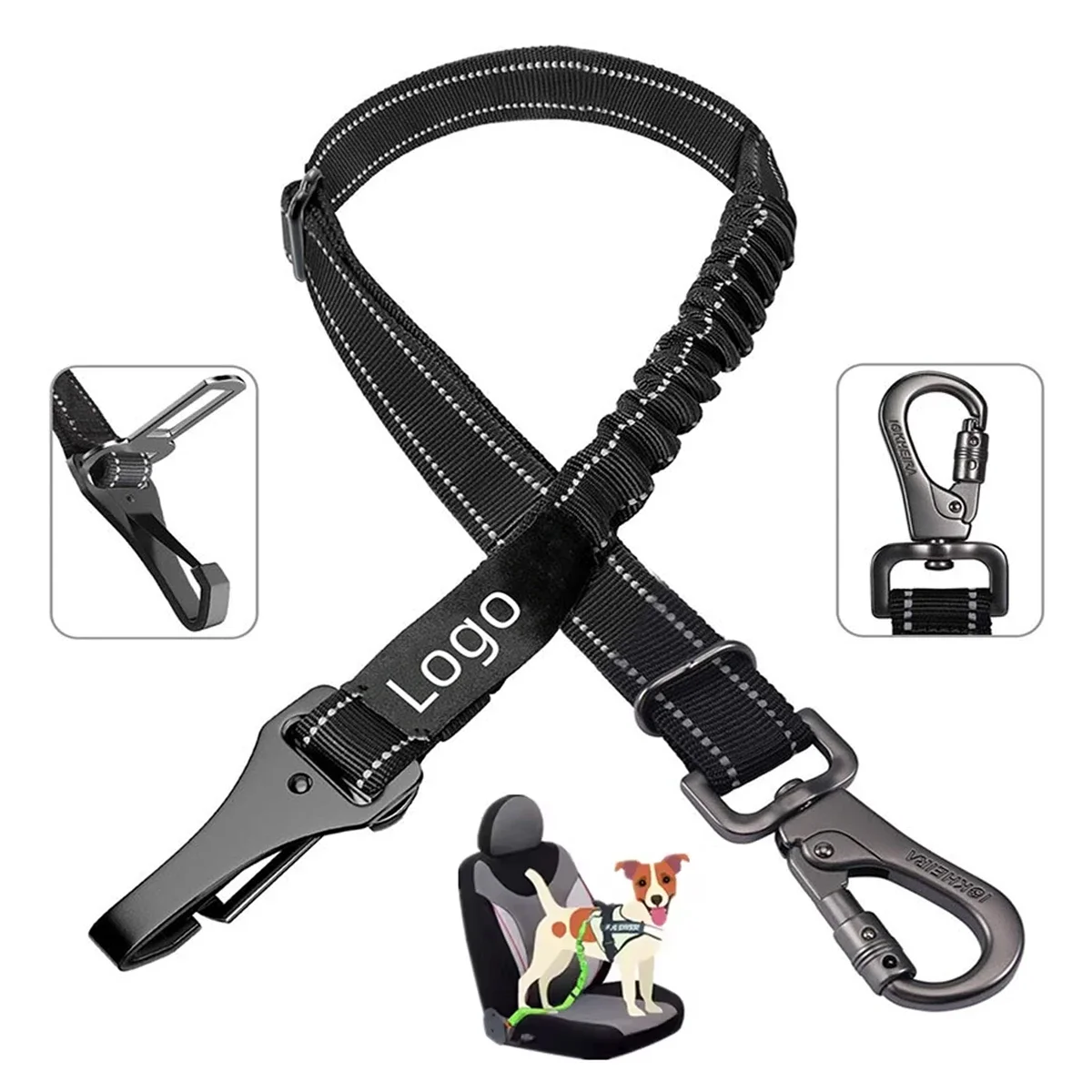 

3 in 1 Multifunctional Car Seat Belt for Dog Pet with Reflective&Strong Buffer Design Retractable Dog Leash for Dogs Accessories