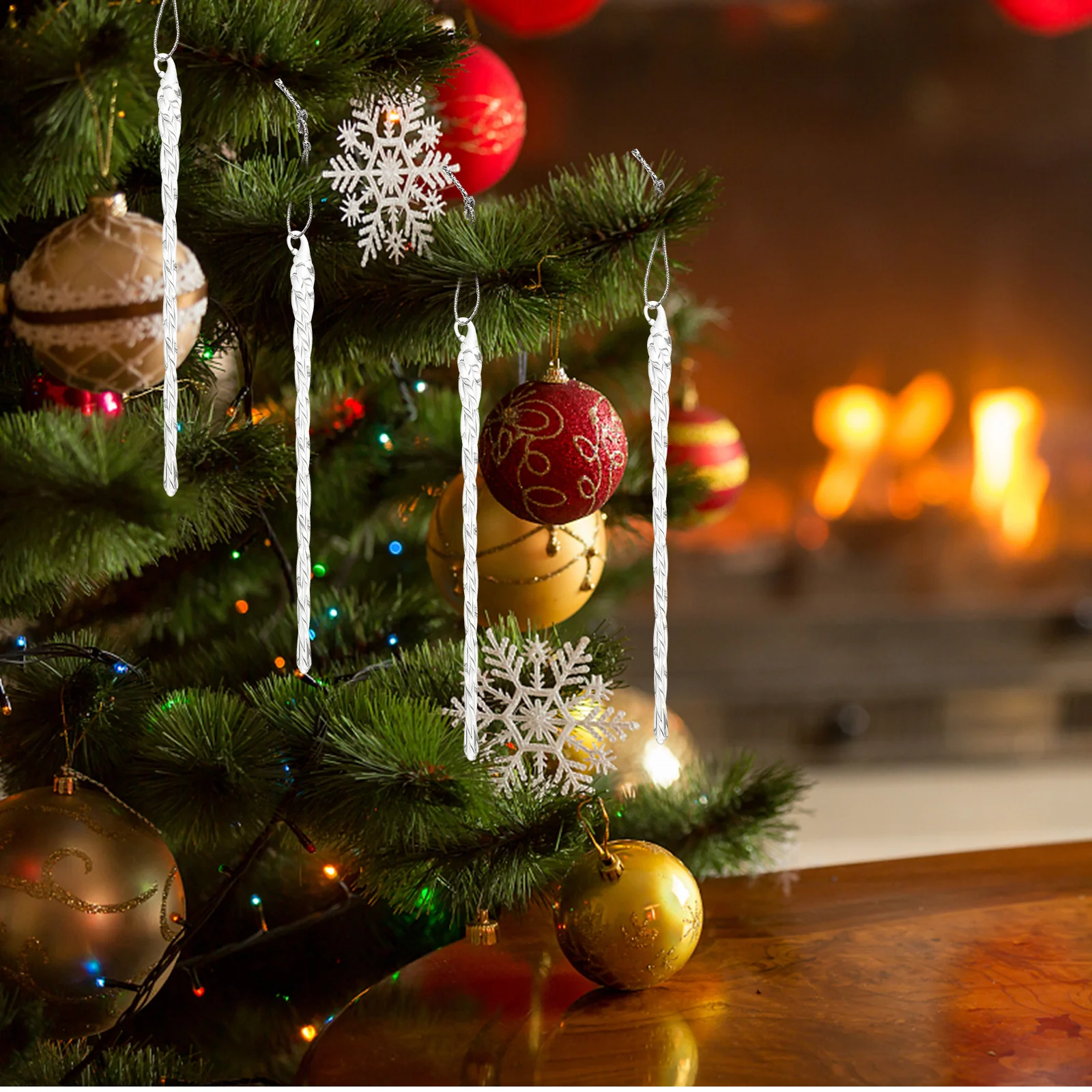 

10Pcs Christmas Hanging Icicles Pendant Clear Twisted Decoration Xmas Tree Decor Party Supplies Hanging Icicles