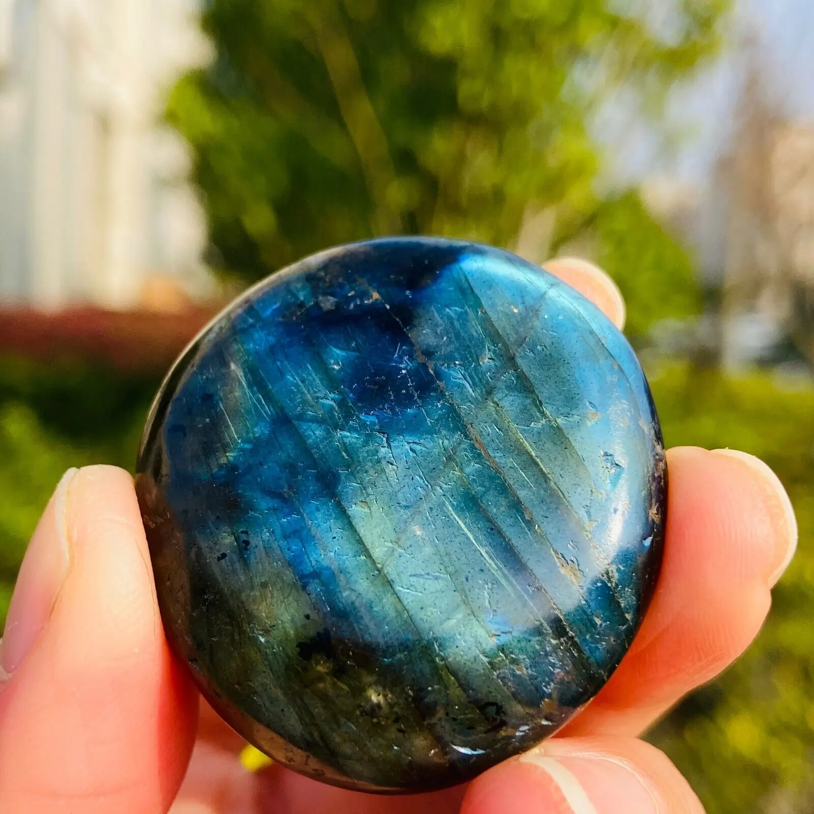 Natural  Labradorite Crystal Palm Stone Room Decor Gemstone Ornament Sorcerer Chakra Spiritual Meditation Healing