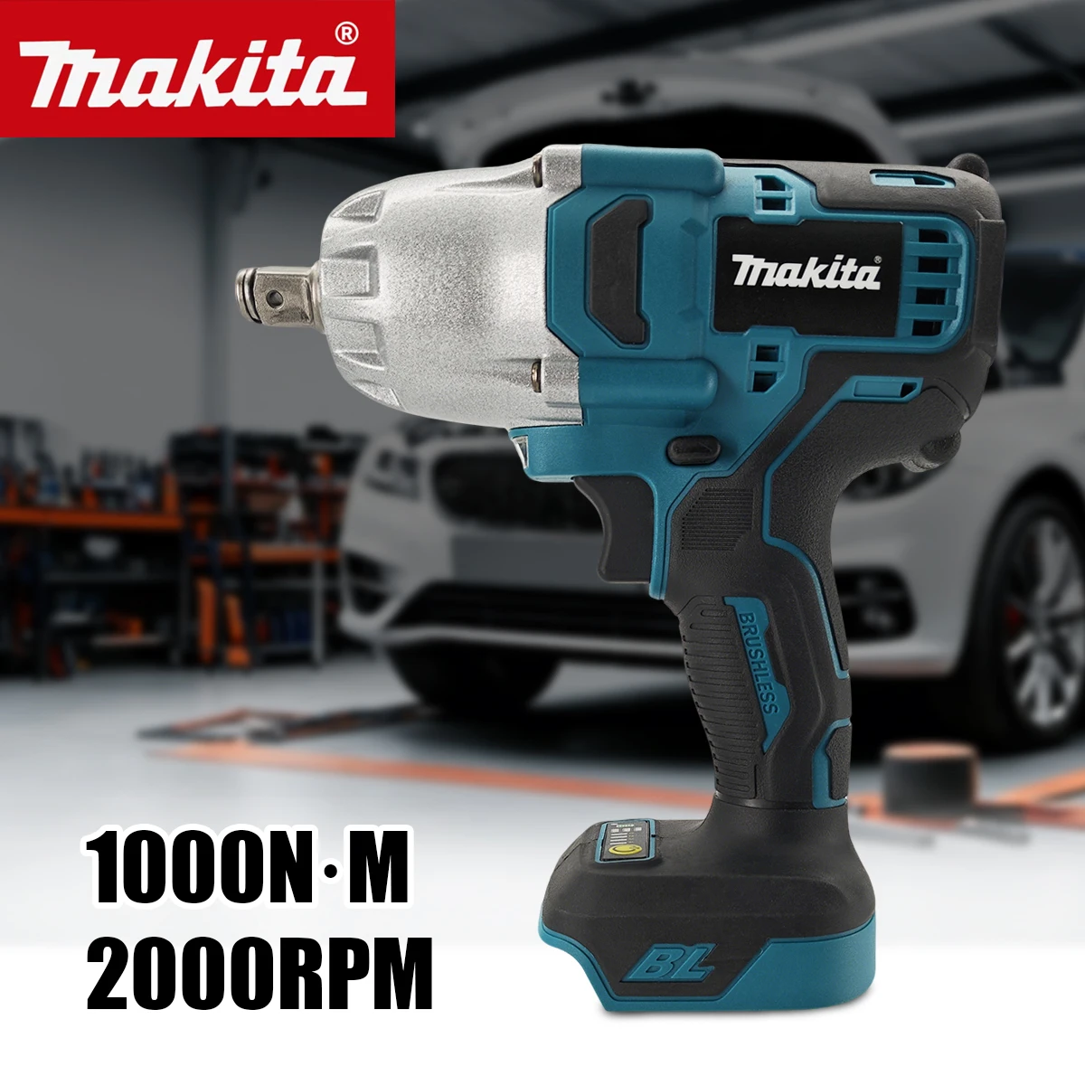 

Бесщеточный аккумуляторный ударный гайковерт Makita профессионального класса, 1000 Нм крутящего момента, 2000 об/мин, для использования в автомобильной и строительной отраслях