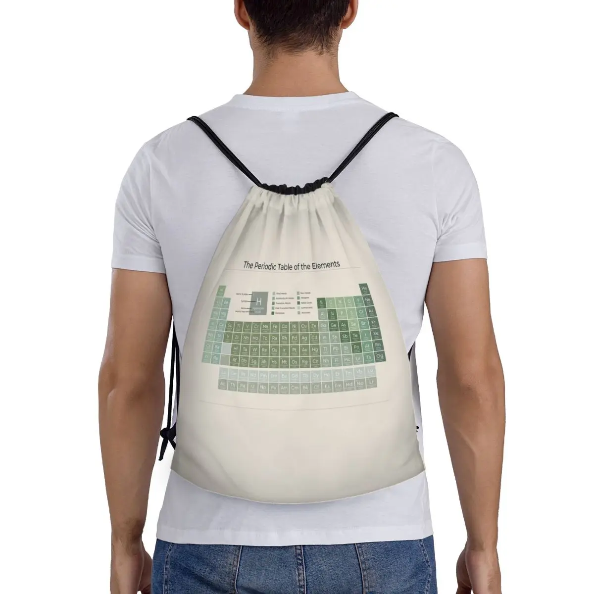 The Periodic Table Of The Elements Evergreen On Sand Backpacks Portable Drawstring Bags Sports Bag Book Bags Man Woman School