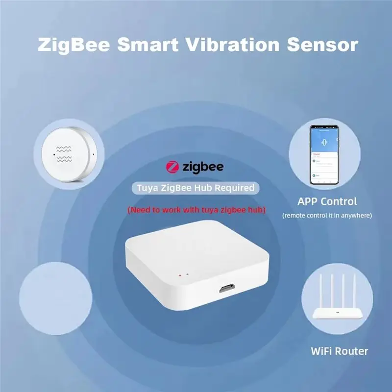 AC57-4PCS Tuya Zigbee Smart Vibration Sensor Real Time Monitoring Door Window Detection Alarm Smart Home Security System