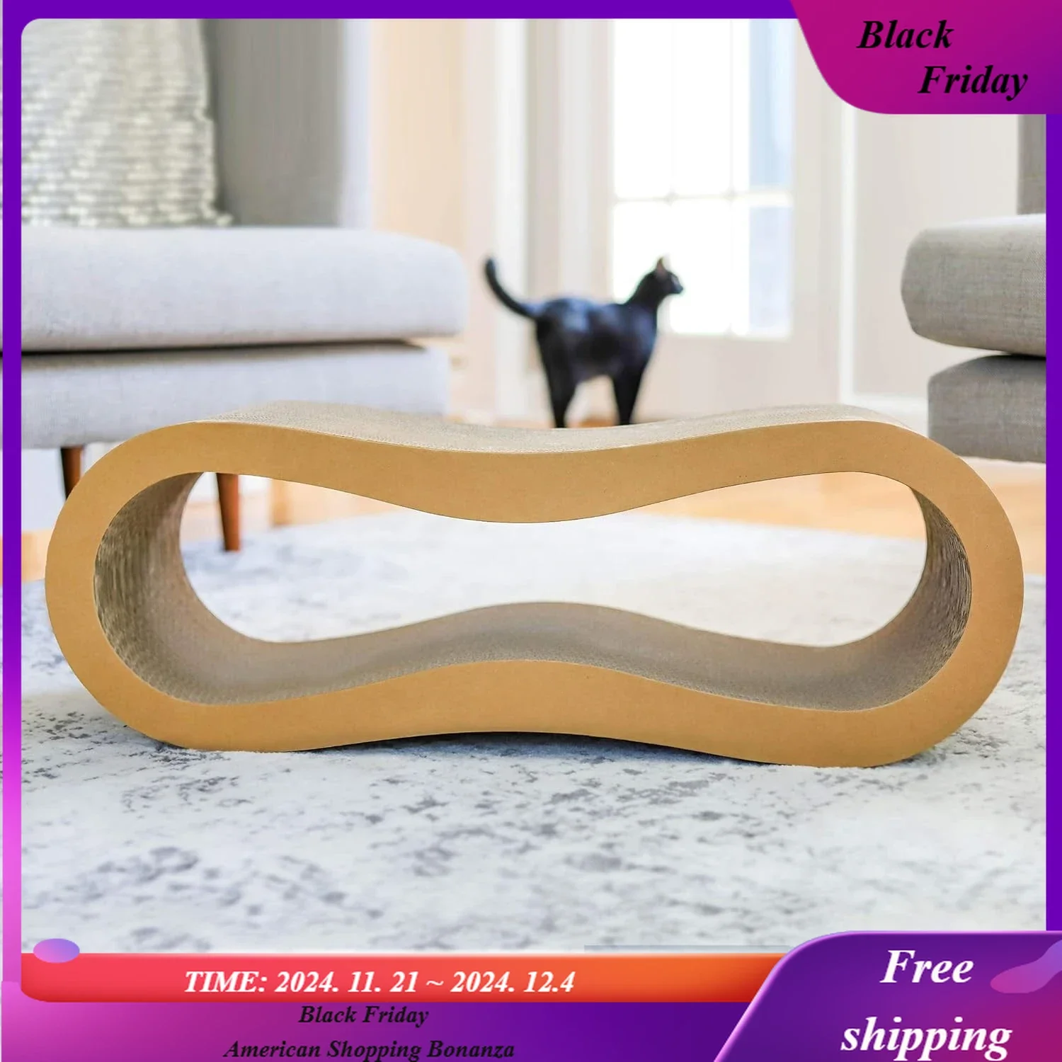 2 Cat Scratcher Set. Large (30L X 10.6H in.) and Small (26.6L X 7H in.) Sizes.