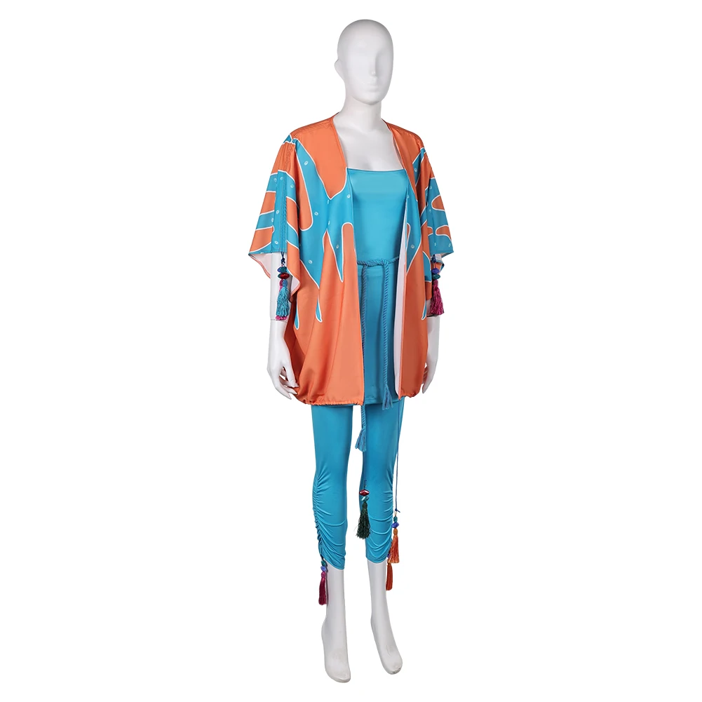 ABBA disfraz de Cosplay Retro, camisa, pantalones, capa, vestido, abrigo, atuendos, traje de Halloween, Carnaval