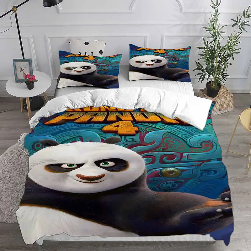 Kung Fu Panda 4 set di biancheria da letto trapunta trapuntata copripiumino federa 2-3 pezzi set bambini taglia adulto