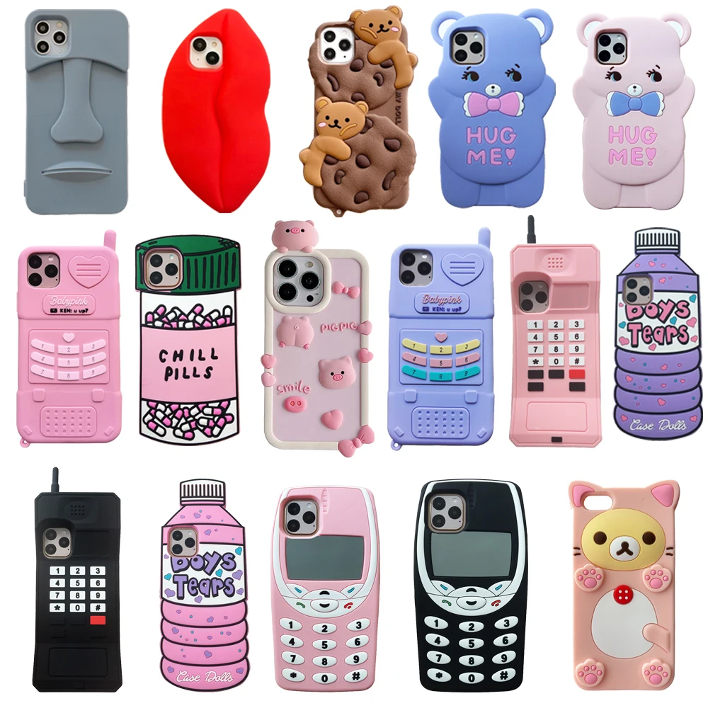 3D soft silicone case, back cover, shell skin, animal for iPhone 6 6s 7 8 plus x xs XR XS Max 11, 12, 13, 14 Pro Max, iPhone 15