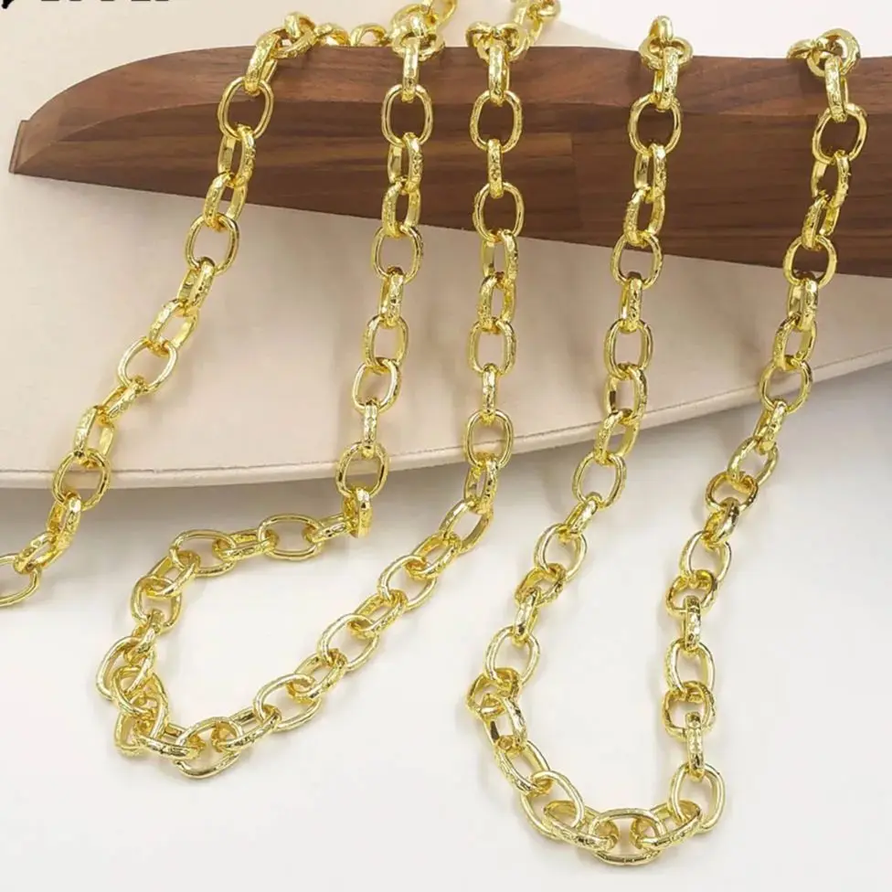 

WT-BC267 Цепочка из текстурированной цельной латуни ручной работы, полуфабрикат, продается на метры, для изготовления ювелирных изделий