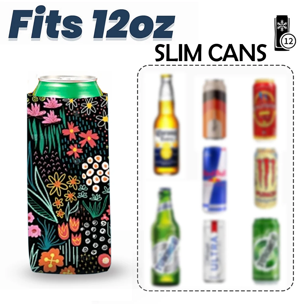 1pc Beer Hard Soda Coolers Sleeves Tall Skinny Drink Cooler Holder Colorful Neoprene Portable Bottle for Party Camping