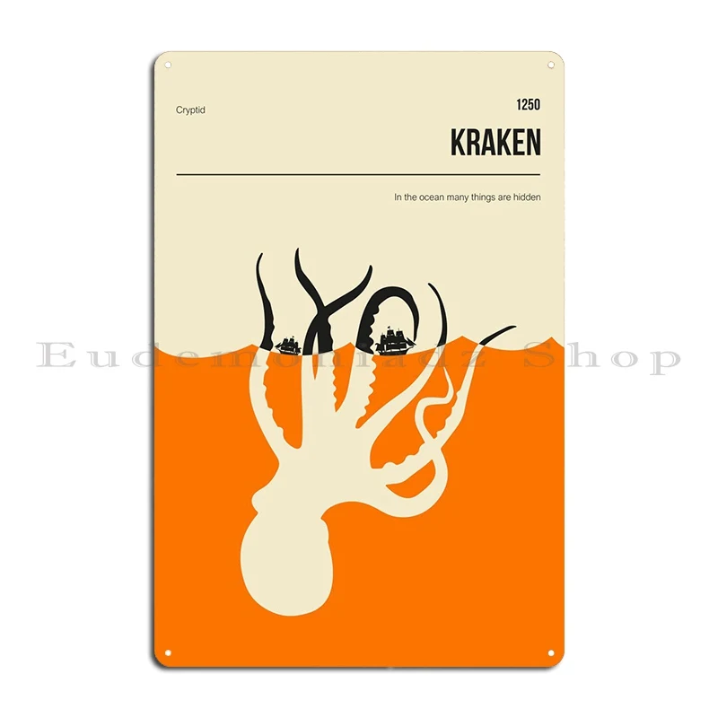 Kraken Book Cover Metal Plaque Garage Retro Designing Classic Customized Tin Sign Poster