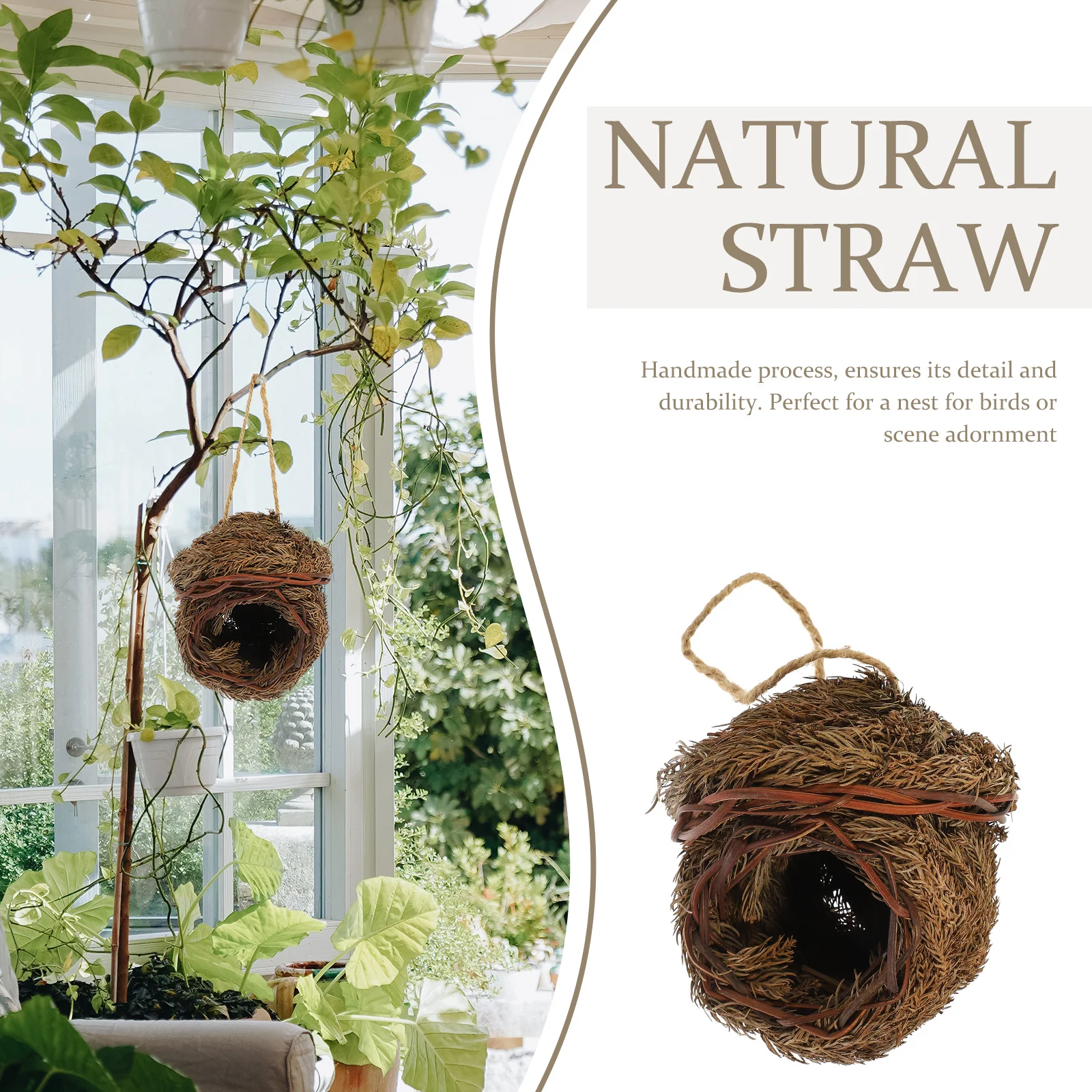 

Grass Woven Bird Cage Handmade Hanging Nest For Parrot Bird Living Gardening Decor Birdhouse Pendant Woven Birdhouse