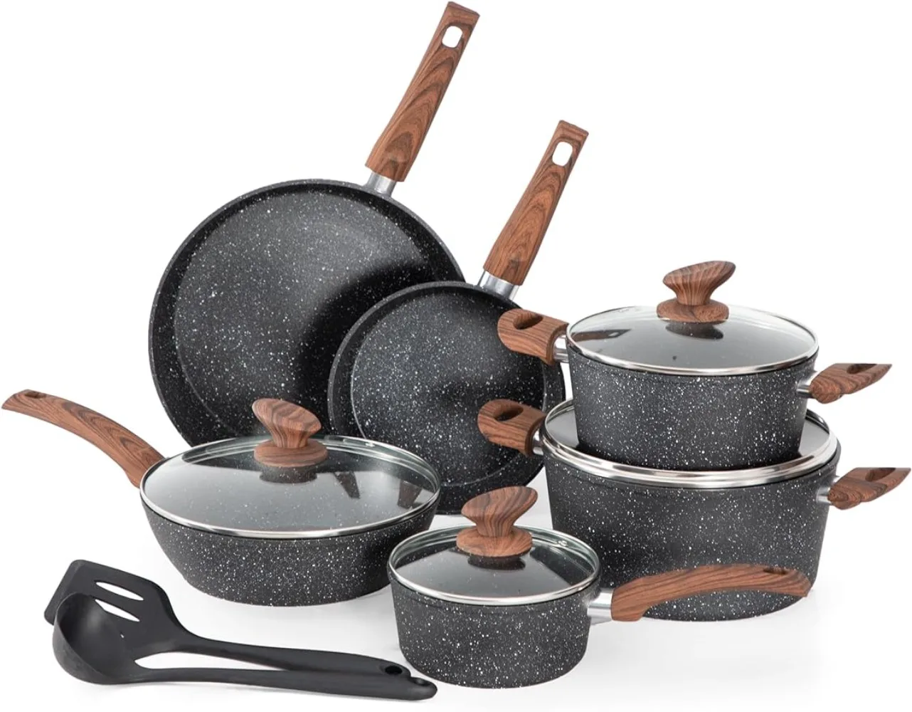 MAISON ARTS Pots and Pans Set Nonstick, 12 Pcs Kitchen Cookware Sets Granite Cooking Set for Induction & Dishwasher Safe, Oven