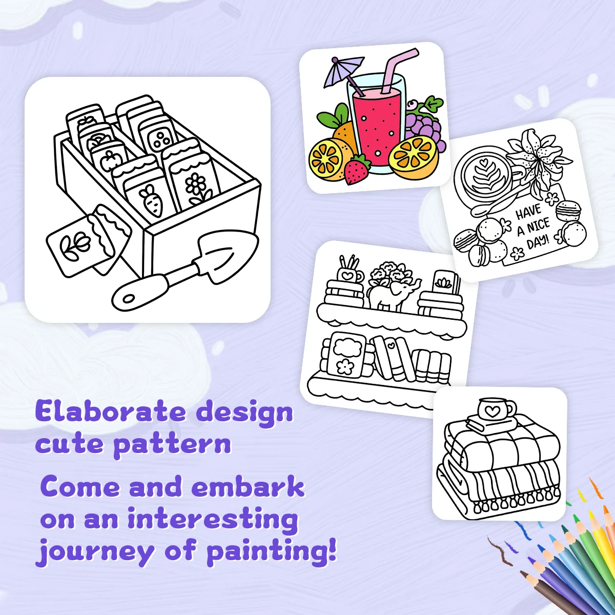 لحظات سعيدة، كتاب تلوين بأنماط جريئة وسهلة للبالغين، كتاب رسم لطيف، هدية مثالية للحفلات وفكرة هدية عيد الميلاد #2