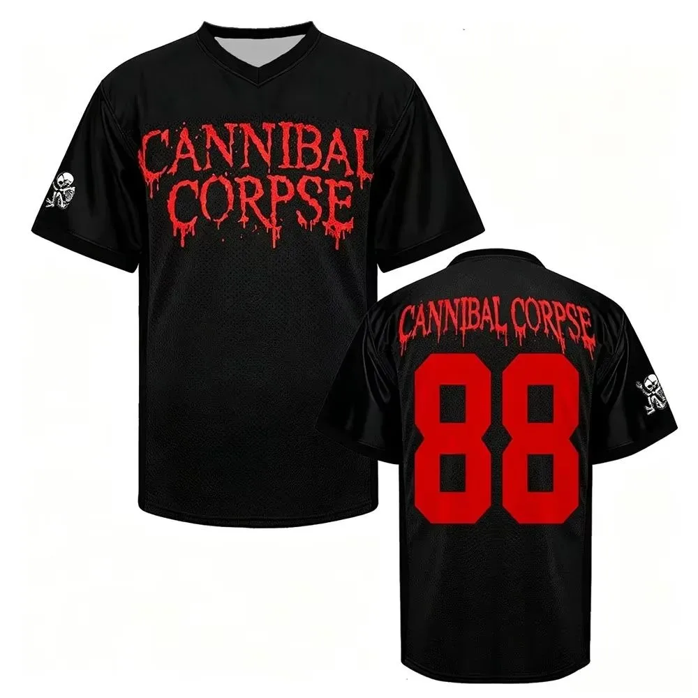Cannibal Corpse Band Logo Football 88 Print Jersey Sleeve Gothic Death Metal Unisex Streetwear Breathable Fashion T-shirt