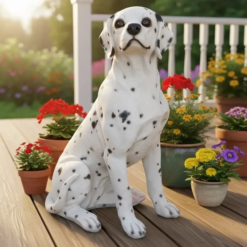 for Lifelike Resin Dalmatian Dog Sculpture Life Size Animal Statue Outdoor Garden Decoration Customized for Birthday Gift