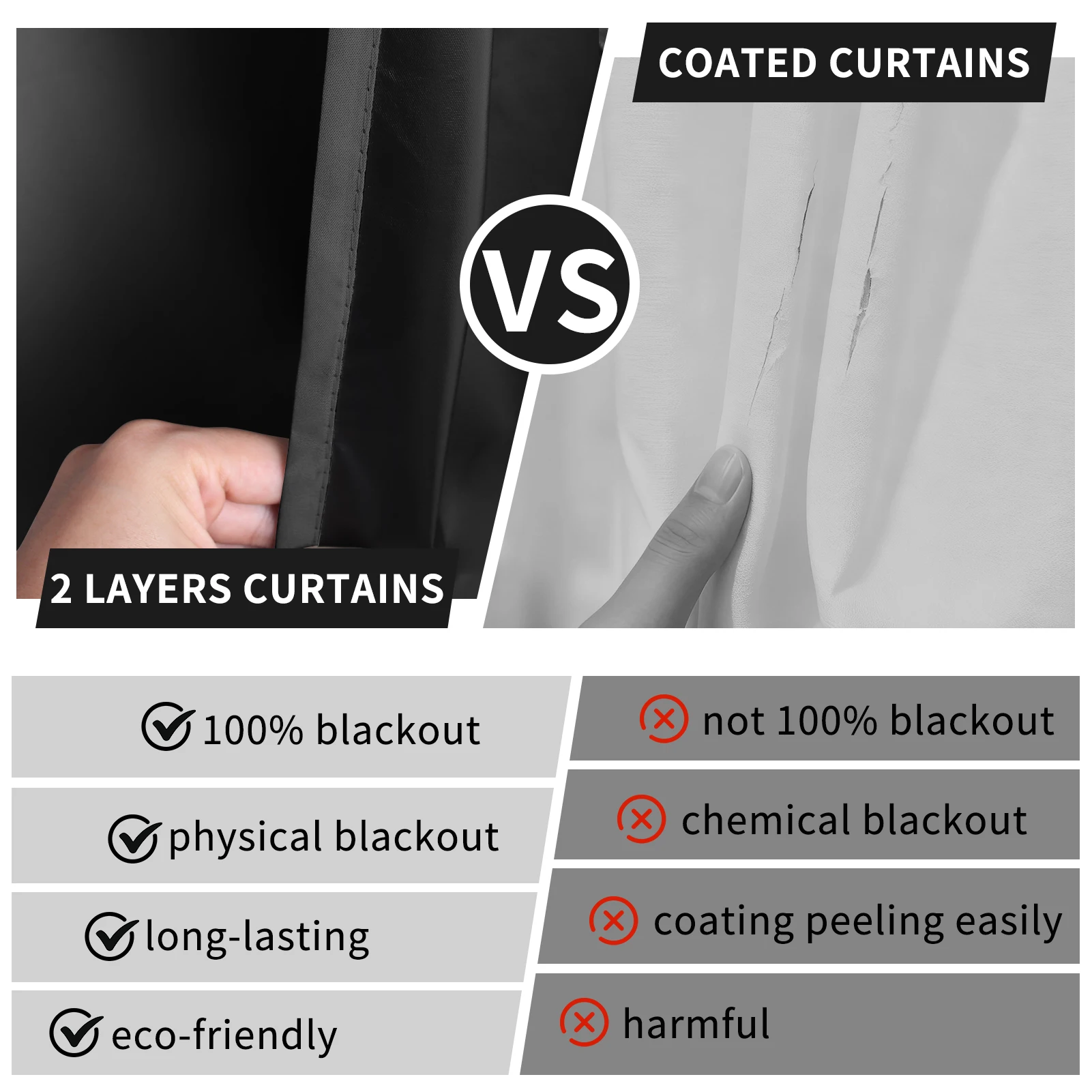 2 لوحة الصلبة 100% ستائر التعتيم مع الحلقات مجموع الخصوصية الستائر لغرفة النوم غرفة المعيشة ديكور المنزل الطرف #3