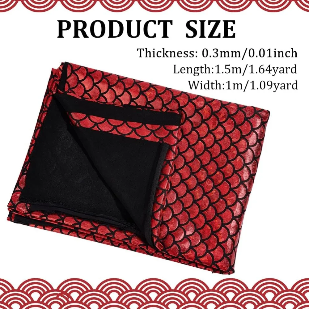 Sparkly Hologram Spandex Printed Fish Scale Fabric Stretch Fabric Red 100x150x0.03cm