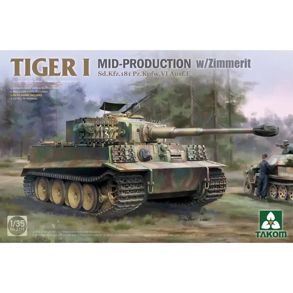 TAKOM 2198 1/35 Sd.Kfz.181 Pz.Kpfw.VI Ausf.E Tiger I Mid-Production w/Zimmerit - Scale Model Kit