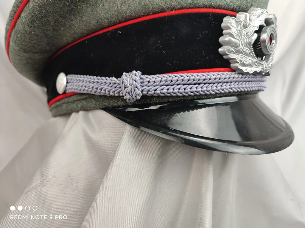 REPRO الحرب العالمية الثانية WW2 ضابط المدفعية الألماني قبعة بواقٍ للشمس قبعة عسكرية مع شارة سحب شارة