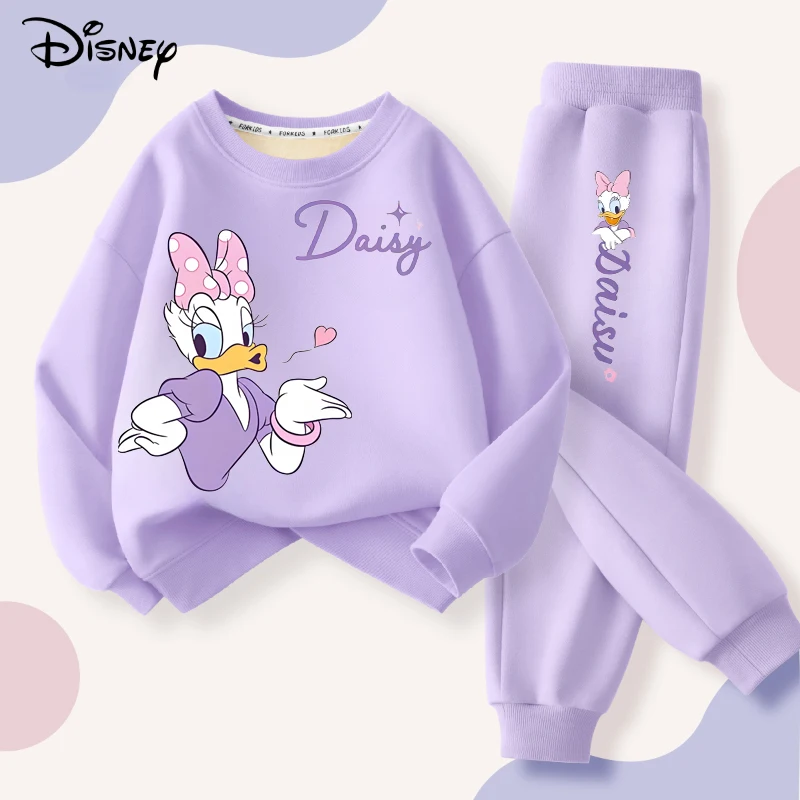 Spring New Daisy Printed Sweatshirt and Sweatpant 2pcs Set for Children Clothing Sets Girls Pullover Two Piece Suit Tracksuit