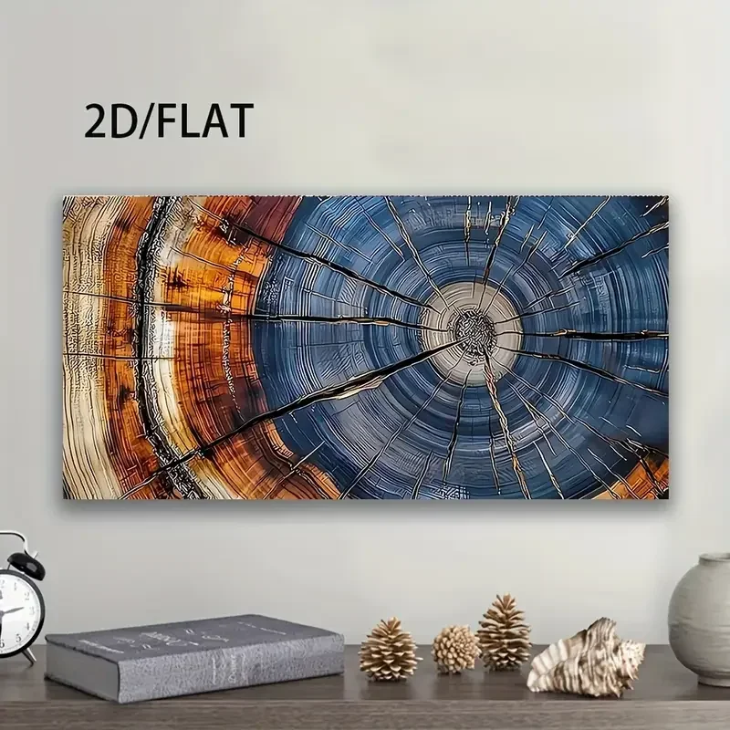 Large-sized 1pc frameless Canvas Painting 1pc Unframed Canvas Art Print, Modern Colorful Tree Ring Canvas Art, 23.62in x 47.24in