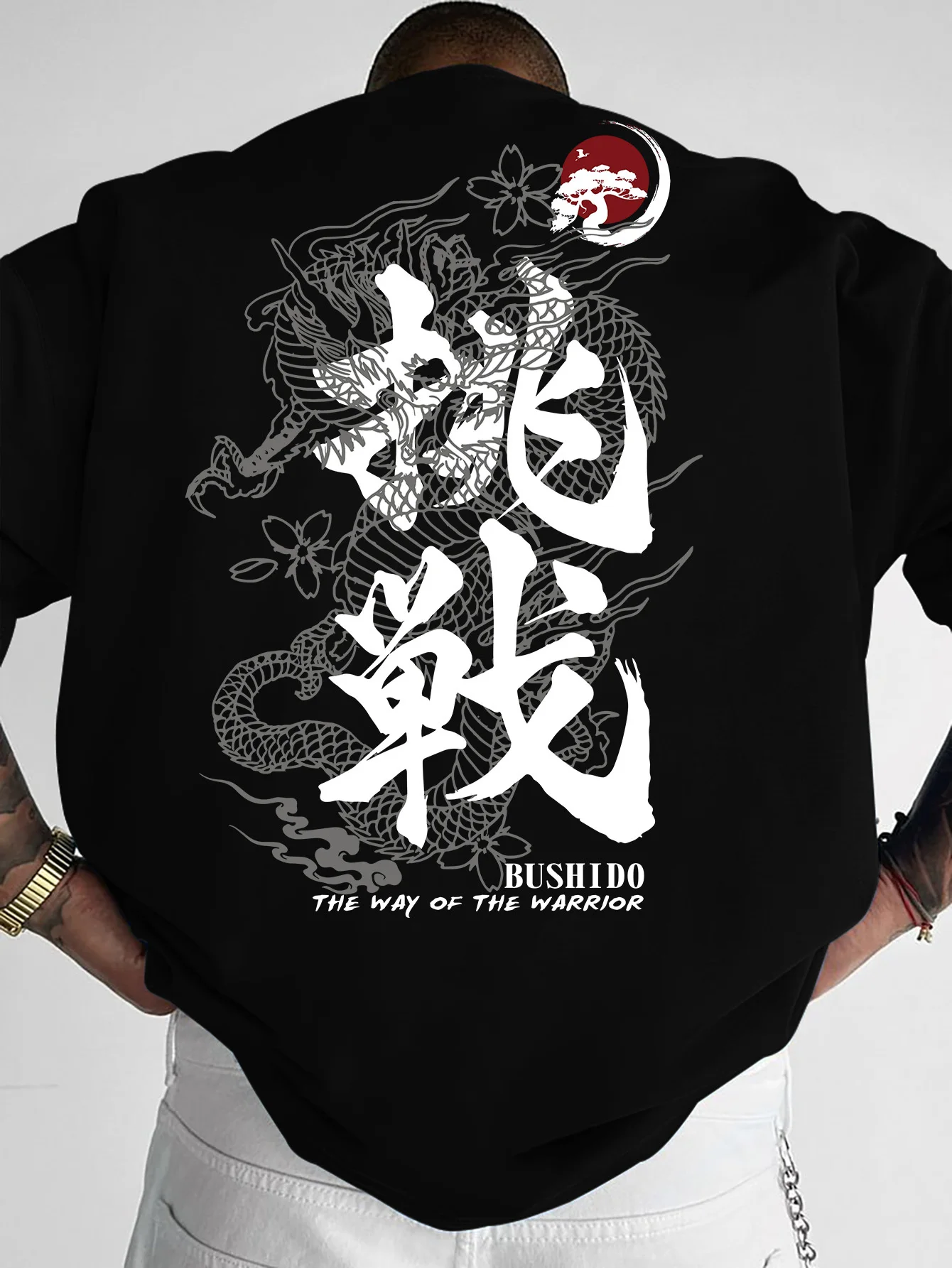 Summer Men's Street-style Short-sleeved T-shirt Dragon Pattern Print Comfortable Daily Commuting Casual Wear 100% Pure Cotton