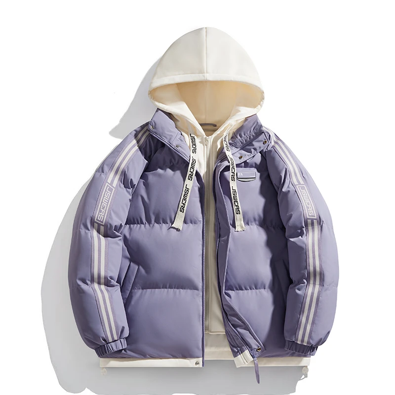 Новая однотонная куртка с капюшоном в парном стиле, осенне-зимняя модная куртка из двух предметов с капюшоном, ветрозащитная утолщенная теплая стеганая куртка